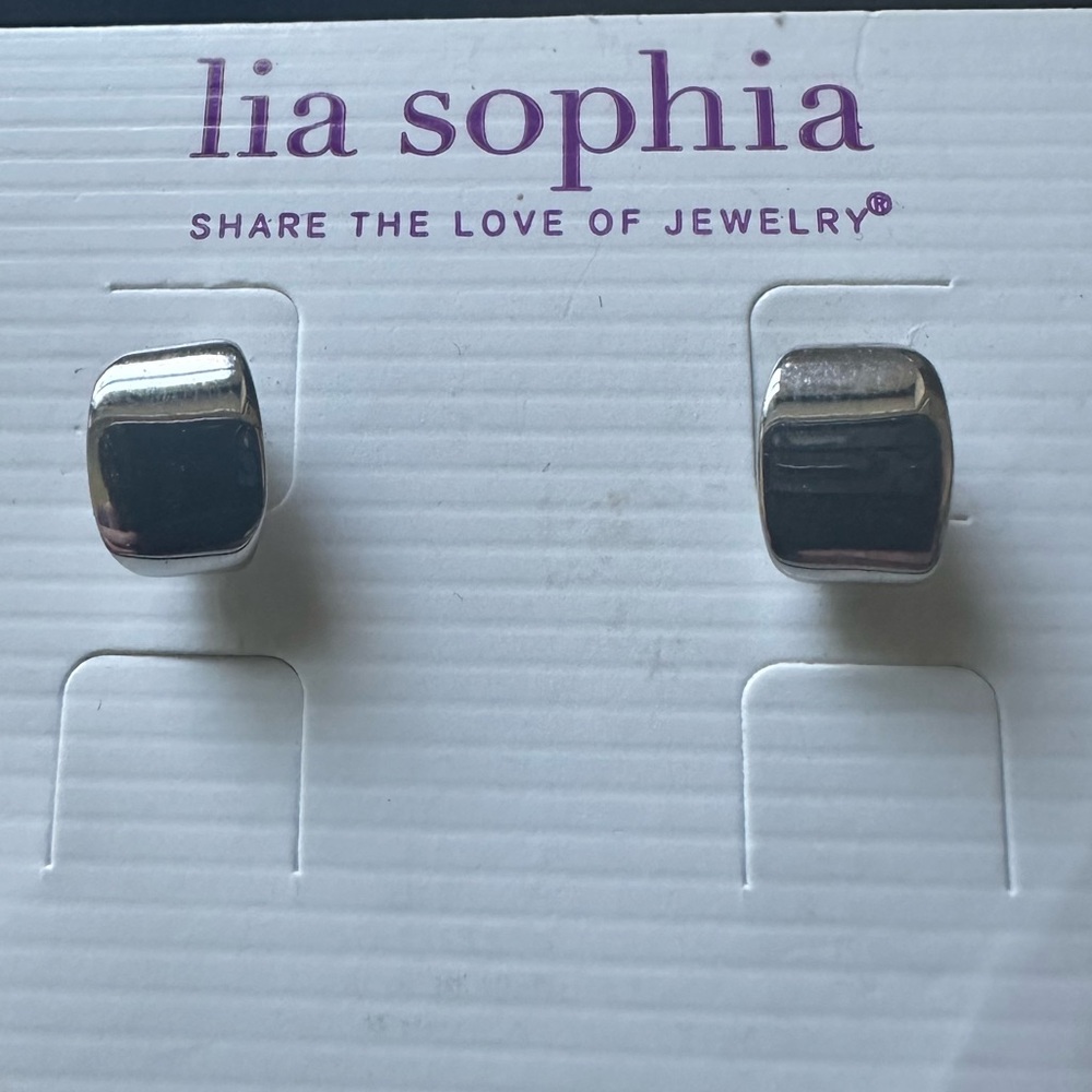 Lia Sophia Silver Stud Earrings Minimalist Design
